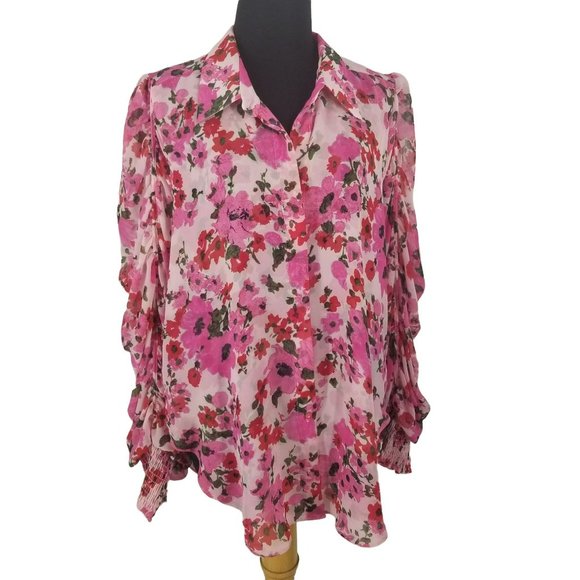 Misa Los Angeles Pink Floral Blouse - Picture 3 of 15